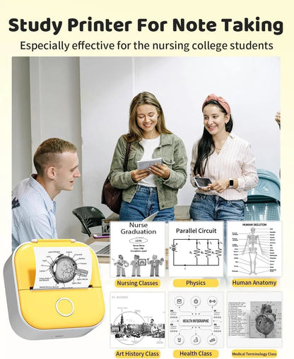 Mini Sticker Printer, T02 Print Pods Mini Printer, Sticker Maker Machine with 1 Roll Paper, Bluetooth Thermal Inkness Sticky Note Maker for Sticky Scrapbook, Journal, Note, Diagrams