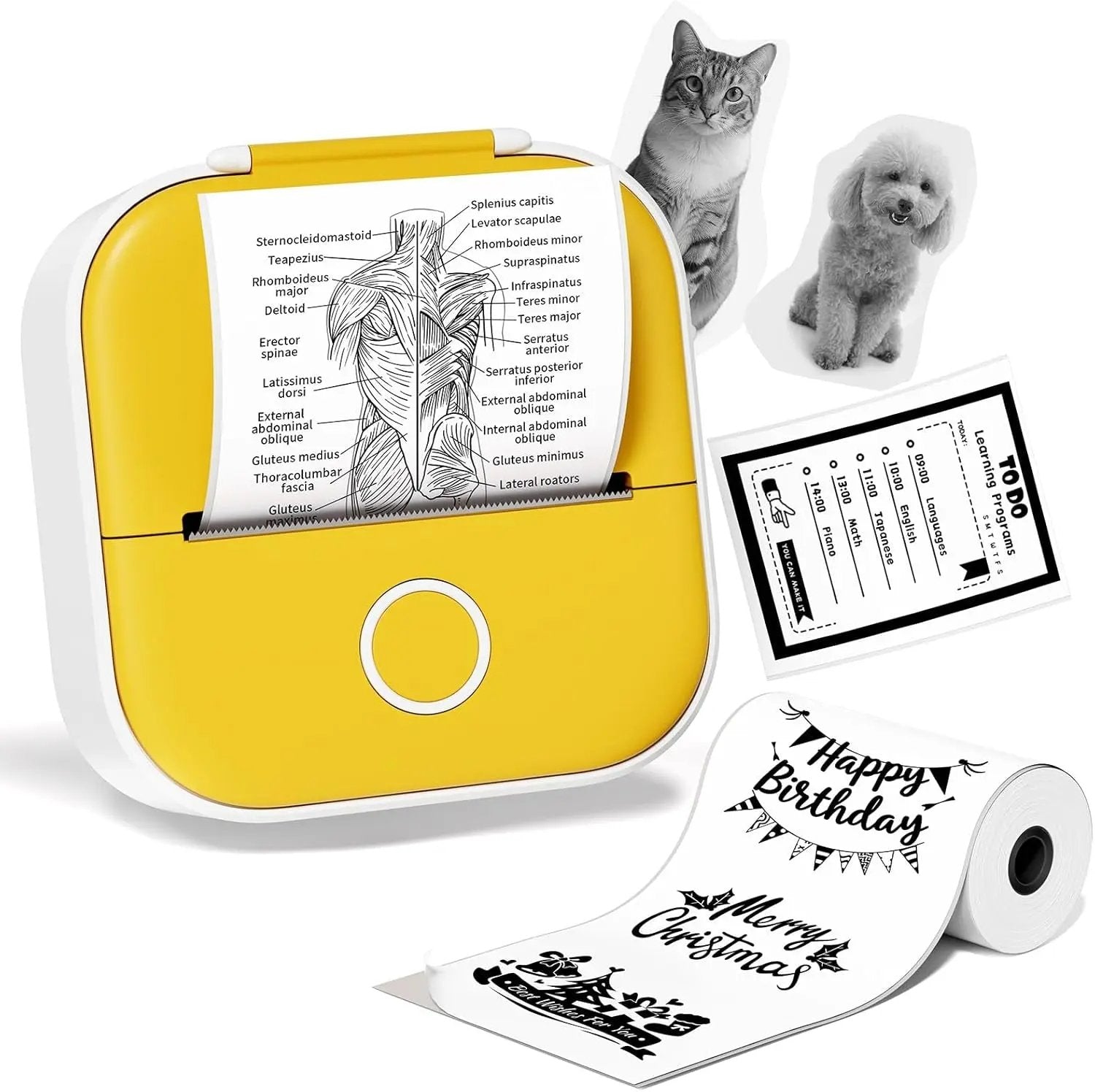 Mini Sticker Printer, T02 Print Pods Mini Printer, Sticker Maker Machine with 1 Roll Paper, Bluetooth Thermal Inkness Sticky Note Maker for Sticky Scrapbook, Journal, Note, Diagrams