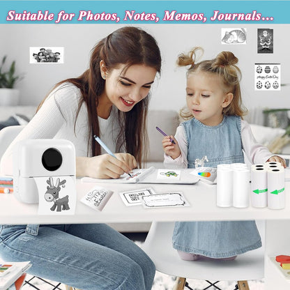 10 Rolls Mini Printer Sticker Paper Refill 57 X 25Mm 5 Rolls Sef-Adheisive 5 Rolls Plain for T02/M02 （Need Remove Paper Holder）Thermal Sticker Paper Rolls for Study Notes Photos Journals Memo Lists