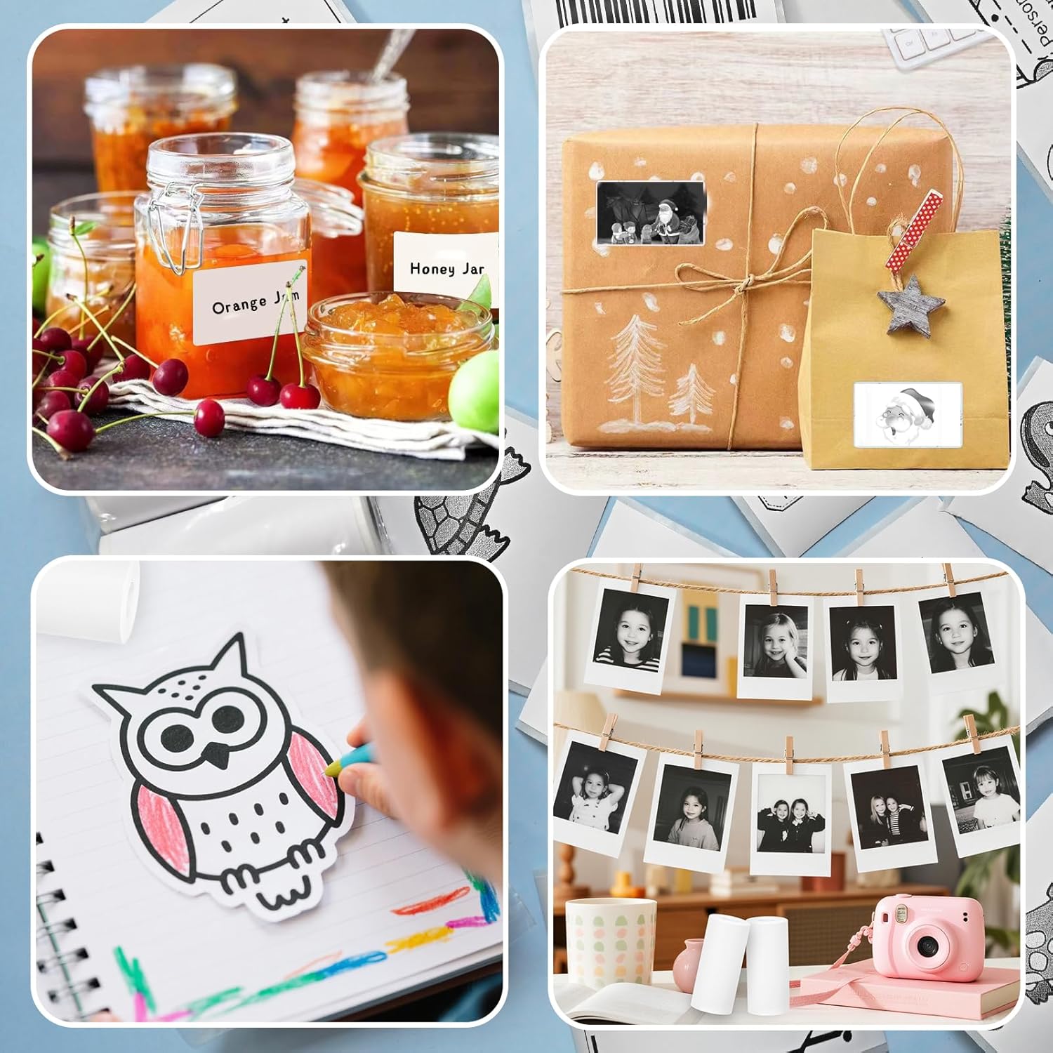 10 Rolls Mini Printer Sticker Paper Refill 57 X 25Mm 5 Rolls Sef-Adheisive 5 Rolls Plain for T02/M02 （Need Remove Paper Holder）Thermal Sticker Paper Rolls for Study Notes Photos Journals Memo Lists