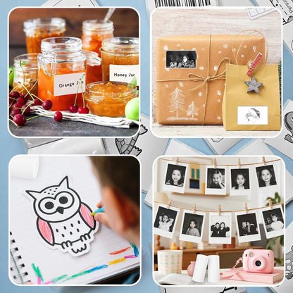 10 Rolls Mini Printer Sticker Paper Refill 57 X 25Mm 5 Rolls Sef-Adheisive 5 Rolls Plain for T02/M02 （Need Remove Paper Holder）Thermal Sticker Paper Rolls for Study Notes Photos Journals Memo Lists