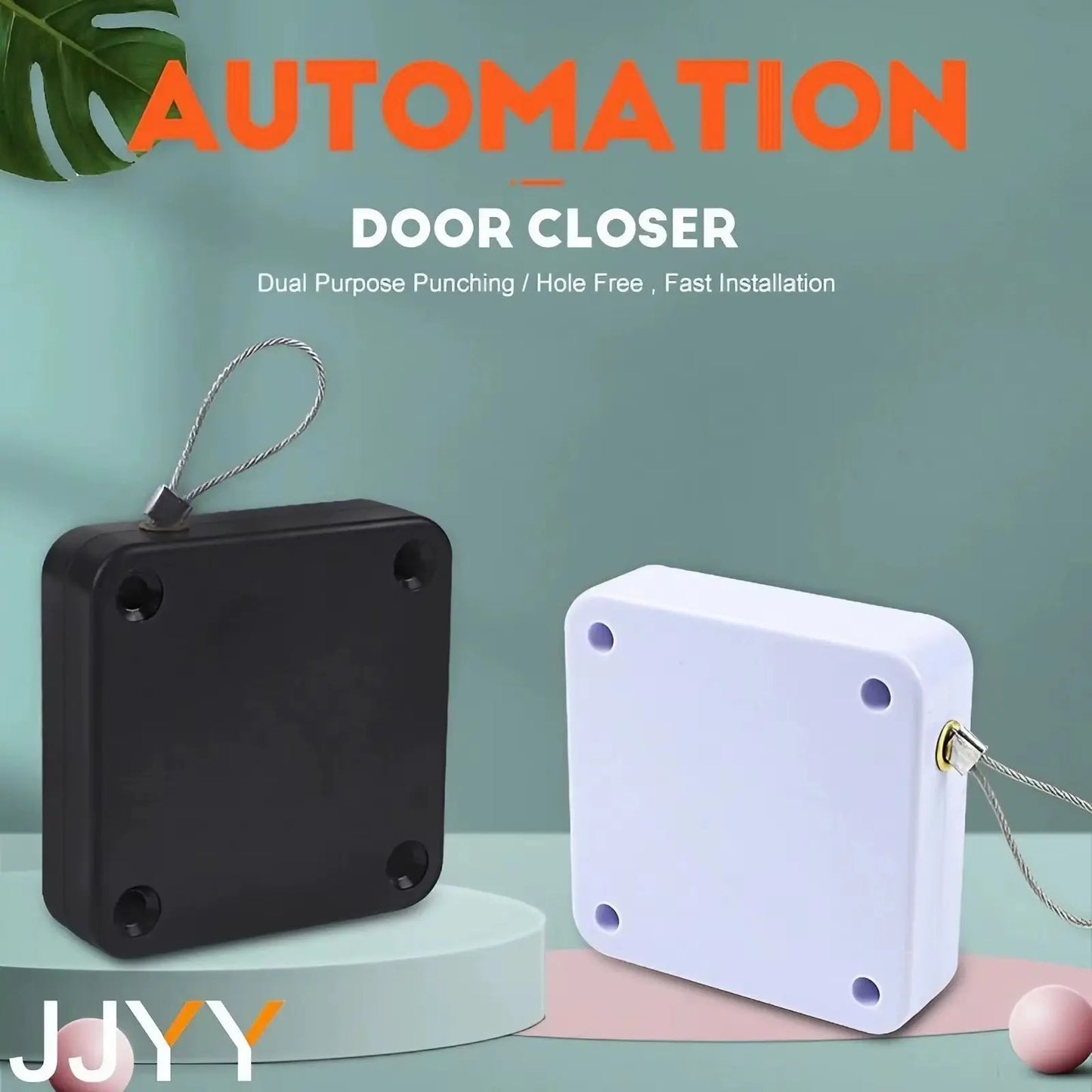 JJYY Punch Free Door Closer Telescopic Door Device Wooden Door Closed Sliding Door Wire Pull Rope Automatic Door Closing Artifac