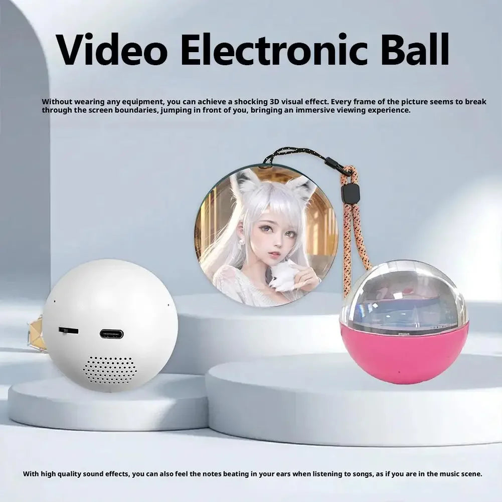 3D Video Crystal Ball DIY Memory Art Glass Ball Lamp Spherical Pixel Display 2.7Inchs Screen 4GB Videos Player for Gift