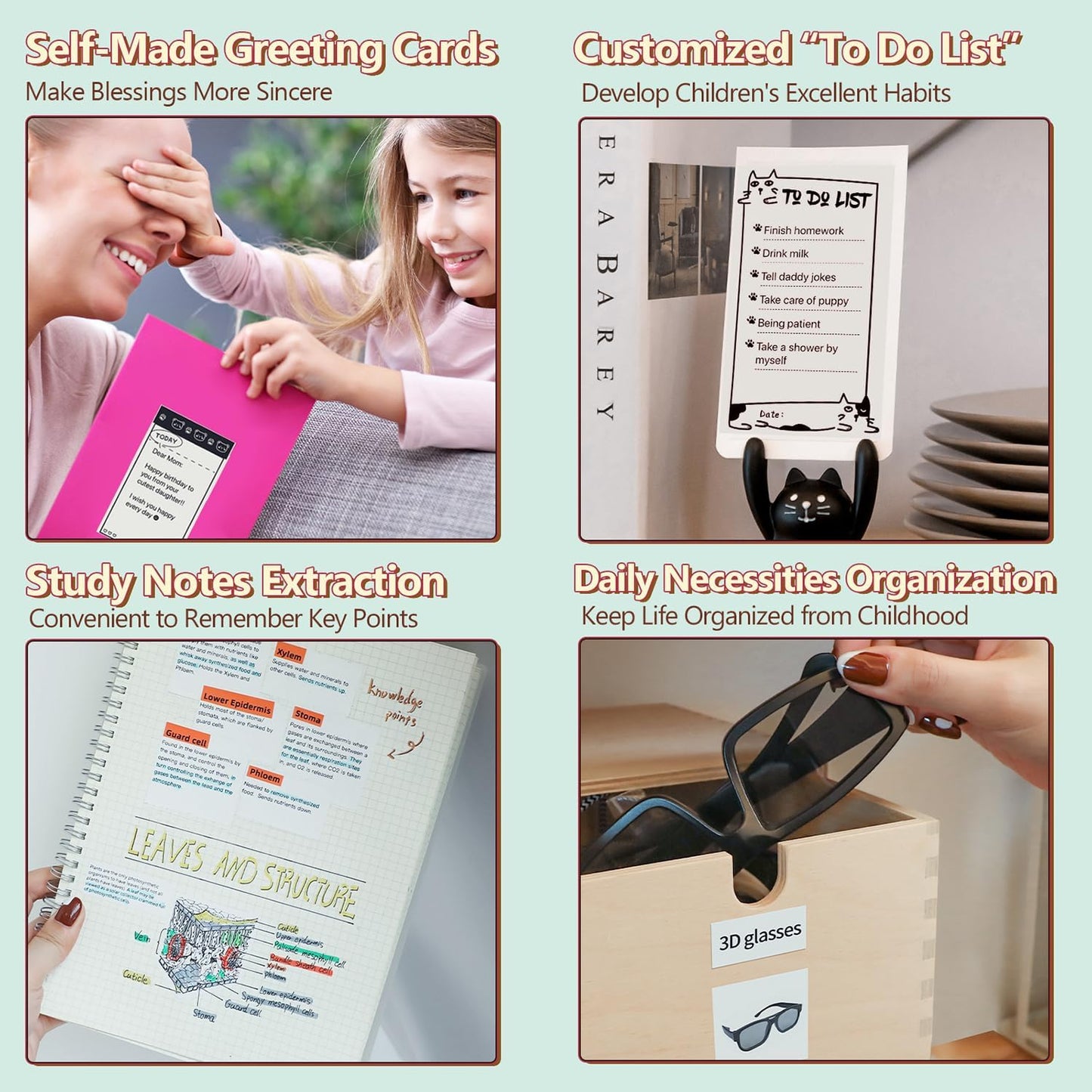 Sticker Printer - Mini Thermal Sticker Printer, T02 Inkless Pocket Label Maker, Bluetooth Portable Photo Printer, Instant Print Perfect for Students School Supplies,Flashcards, Journals